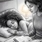maman lit à voix haute pour endormir sa fille